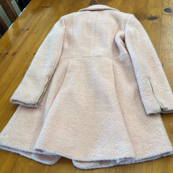 Guess Pink Double Breasted Bouclé Cutaway Coat - Picture 9 of 16